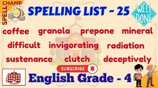 English Grade 4 Spelling List 25 #spellchamp   #spellingwords      #grade4students #englishspelling