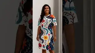 Vibrant Floral Flow &ndash; Artistic Botanical T-Shirt Dress@YJIDESIGNER_TSPRING