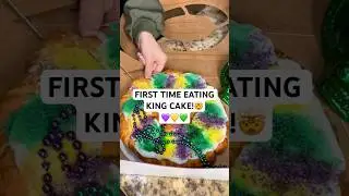 FIRST TIME EATING KING CAKE IN CALIFORNIA?!🤯💜💛💚#tastetest #kingcake#mardigras#foodie#oc #yummy