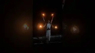 Fusion Bellydance With Fire Bowls - Beautiful Tribal Dance Ritual in Night Black Sea Waves