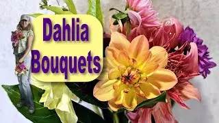 2 Dahlia Bouquets featuring Dinnerplate, Decorative, & Ball Dahlias for my Roadside Flower Wagon