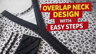 Skip the difficult method now | Easy way to make Overlap Neck Design with Lace | Stitching Tutorial