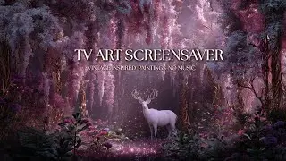 Pink Enchanted Forest with Majestic White Stag  Relaxing Nature Screensaver