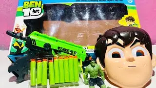 New BEN10 GUN WITH ACTION FIGURE LIGHTING FACE MASK SET Unboxing & Amazing Video 🔫🔫||