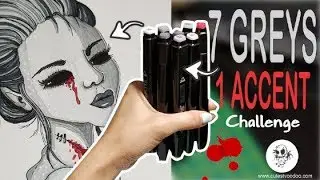 7 Cool GREYS, 1 Accent RED Challenge | Becoming a BETTER Artist | Gothic Fantasy Art