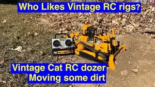 Old Caterpillar D10N RC dozer, corded New Bright vintage construction toy