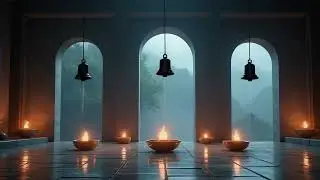 Deep Healing & Focus: Rainy Temple Healing (Gamma Waves) | Study, Meditate, Relax