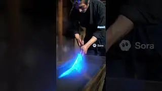 A short video of a blacksmith forging a crystal katana.#AI #sora2 #shorts