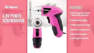 Hi-Spec 27 Piece Pink 4.8V Electric Cordless Power Screwdriver Set.