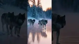 Lone Wolf Crossing a Frozen Lake | Chilling Survival Moment