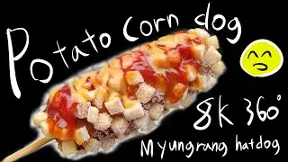 Potato corn dog: Food walking tour [Myeongdong] - 8K 360&ordm;