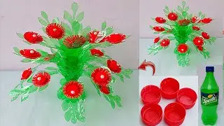 Plastic bottle Vase Craft/ DIY Easy Tree from Waste bottle/Sprite ki bottle se banaye Guldasta