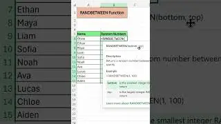 Randbetween Function In Excel | Random Number Formula Excel | Randbetween #excel #random #exceltips