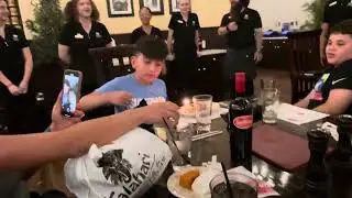 Restaurant singing &ldquo;Happy Birthday&rdquo; to Samuel with Cody the Smart Cub!