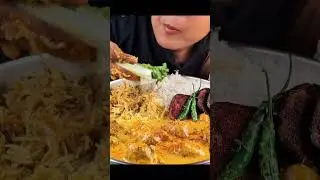 ASMR: Eating MUKBANG FRIED CHICKEN & BACON DOUBLE EATING KADI PAKODA CHAWAL BAINGAN mukbang