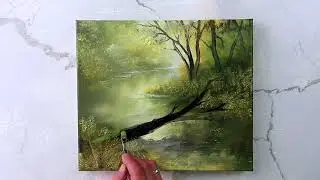 How to paint Fallen Tree Over River  | Landscape Art | Oval Brush Technique | Acrylics