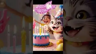 Happy Birthday Song with 3D Cute Cat