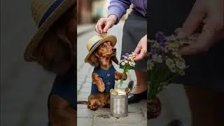 Frosty Morning Hustle: The Smallest Flower Seller 🐾✨ #cozy #dog