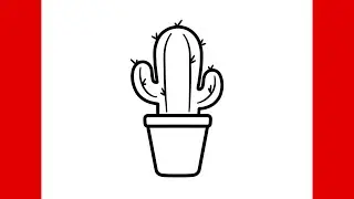How to draw a CACTUS easy | Drawing cactus in a pot step by step