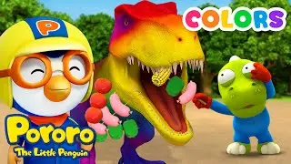 Learn Colors with Pororo! | Colorful Rainbow T-rex! | Colors for Kids | Learnings for Kids