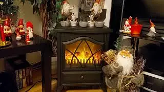 Electric Fireplace With Built-in Google Home For Crackling Fire Sounds and Christmas Music