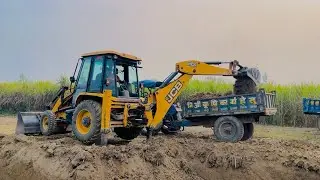 JCB 3dx Mud Loading Trolley Massey Tractor With Sonalika Tractor Video | JCB tractor video |