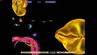 GRADIUS IV (PS2) with hitbox - Stage 1 [Liquid Metal] (Boss-Blue head)