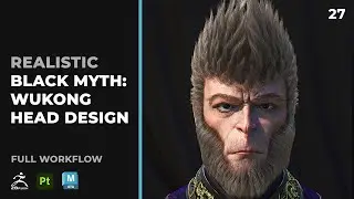 27 WUKONG BLACK MYTH HEAD DESIGN CENTER HEAD HAIR MODIFIERS  XGEN MAYA