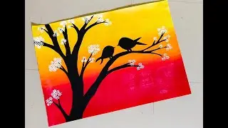 Easy Love Birds Sunset Painting for Beginners| Love Birds Acrylic Painting Tutorial for Beginners