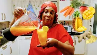 How To Make 100% Natural Homemade Mango, Carrot ,Pineapple & Ginger Juice The Easy Way...