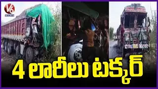 Lorries Collided Each Other At 563 National Highway | Warangal | V6 News