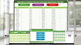 Education Customer Service Customer Experience Calendar in Excel