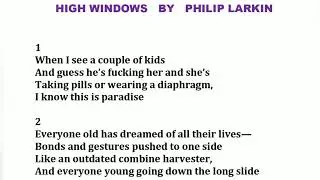 High windows Poem by Philip larkin analysis with NOTES