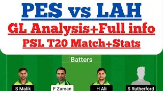 PES vs LAH t20 dream11 team today Match|pes vs lah psl t20 match dream11 today team|today match