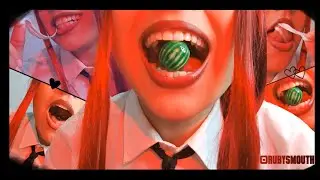 Makima #chewing #tiny #watermelon 🍉 #mouthsounds #asmr #crush