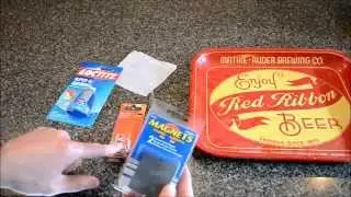 How To Hang A Vintage Mathie Ruder Red Ribbon Beer Tray WAUSAU WI