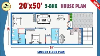 20'X50' House Plan | 2BHK with Car Parking | 20x50 Ghar ka Naksha | 1000SFT Home Design | #floorplan