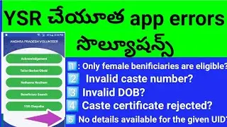 Ysr cheyutha ap volunteer app errors and bug's solutions || ysr cheyutha schame telugu