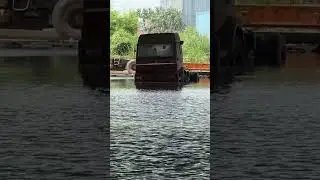 Truck in Deep Water #truck #water #flood #bridge #delhi #india#shorts #short #travk