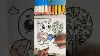 Coloring a Turtle with Copic Markers  | Peaceful Time-Lapse from My Book
