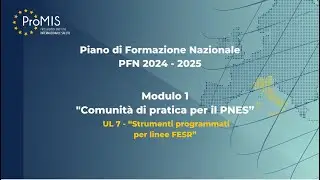 ProMIS PFN Modulo1 - UL7  Strumenti programmati per linee FESR