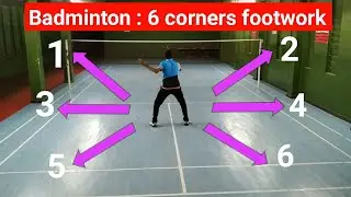 Badminton : 6 corners footwork // Badminton footwork training // advanced