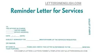 Reminder Letter for Services - Sample Letter Reminding for Services