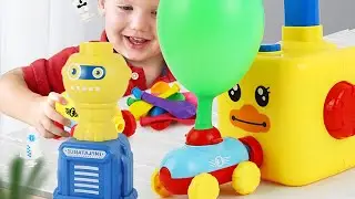 NEXTAKE Balloon Powered Car and Launcher Set, Balloon Launcher Toy Set Balloon Power Racer