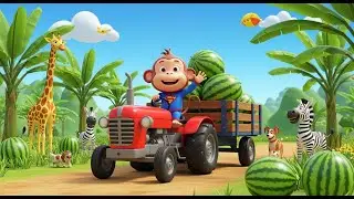 🚜🐒 Monkey MiLo Driving a Tractor to Harvest GIANT Mutant Red Bananas | 🐵 COCO MONKEY LIFE 🍌🔥