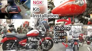 India first video|#supermeteor650cc|#NGK kit installation|chrome crash guard #installation @DAMODS