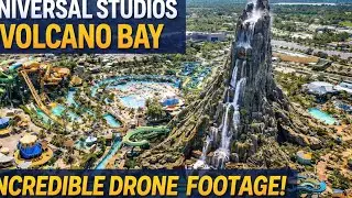Drone Aerial Tour of Universal Studios Volcano Bay / Orlando