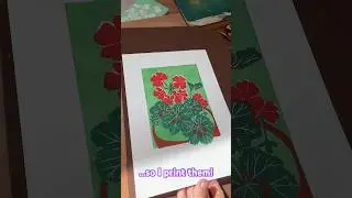 I have a black thumb but my printed garden is lush and bountiful! #linoprinting  #redgeraniums