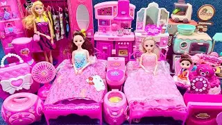 14 Minutes Satisfying with Unboxing Barbie Princess Bed & Bedroom Collection Toys Review | ASMR