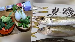 釣ったアジとベランダ野菜で晩酌🏠😳🍺